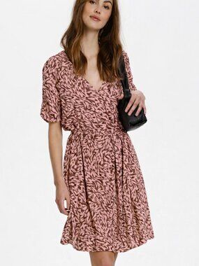 Soaked In Luxury Pink Brown Print Dress | Viscose | Size M | Flowy